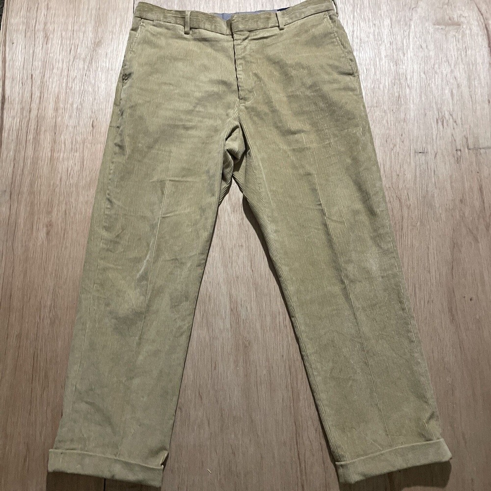 Mens Lands End‎ Brown Corduroy Pants Size 36 Straight Leg Pocket Traditional Fit